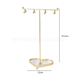 Iron Necklace Display Stands, Necklace Storage, Heart, Golden, 12x27.5cm(PW-WG87883-01)