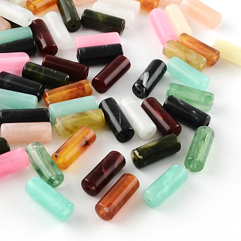 Column Imitation Gemstone Acrylic Beads, Mixed Color, 20x8mm, Hole: 2mm, about 480pcs/500g
