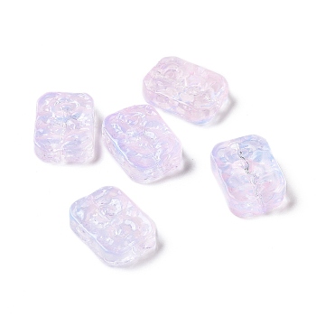 Transparent Spray Painted Glass Beads, Rectangle, Lilac, 18x13x5.5mm, Hole: 1.4mm
