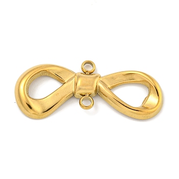 Ion Plating(IP) 304 Stainless Steel Bowknot Links Connector Charms, Real 18K Gold Plated, 11x30x3mm, Hole: 1.6mm