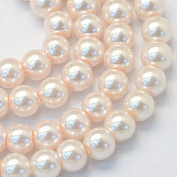 Baking Painted Pearlized Glass Pearl Round Bead Strands, Antique White, 10~11mm, Hole: 1.5mm, about 85pcs/strand, 31.4 inch1.5mm