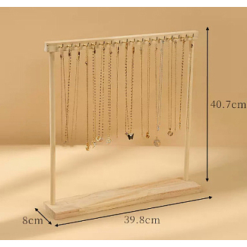 Wooden Necklace Display Stands, Jewelry Organizer Display Rack for Necklace, BurlyWood, 8x39.8x40.7cm