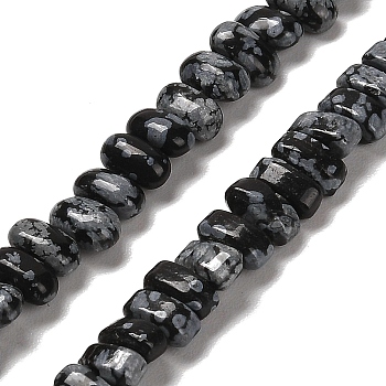 Natural Snowflake Obsidian Beads Strands, Rectangle, 9x4x4.5mm, Hole: 1mm, about 93pcs/strand, 15.28 inch(38.8cm)