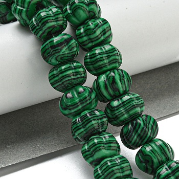 Synthetic Malachite Beads Strands, Pumpkin, 12x7.5~8mm, Hole: 1.4mm, about 25pcs/strand, 7.48~7.87''(19~20cm)