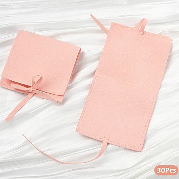 Square Fiber Cloth Jewelry Pouches, Jewelry Gift Envelope Bags, for Ring Necklace Earring Bracelet, Flamingo, 8x8cm