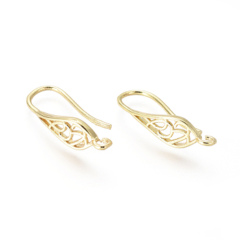 Brass Earring Hooks, Ear Wire, with Horizontal Loop, Teardrop, Golden, 25x6mm, Hole: 2mm, 18 Gauge, Pin: 1mm