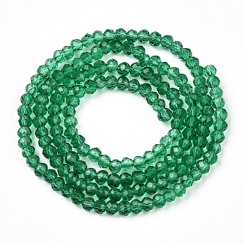 Glass Beads Strands, Faceted, Rondelle, Dark Cyan, 10x8mm, Hole: 1mm, about 65~66pcs/strand, 20.8~21.2 inch(53~54cm)