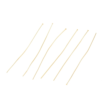 Brass Flat Head Pins, Real 18K Gold Plated, 102x0.7mm, Head: 2mm