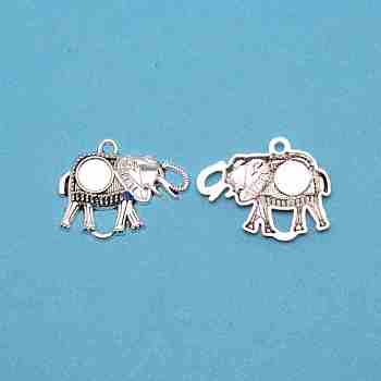 Tibetan Style Alloy Pendant Cabochon Settings, Cadmium Free & Lead Free, Elephant, Antique Silver, Tray: 10mm, 32x41x4mm, Hole: 3mm, 50pcs/bag