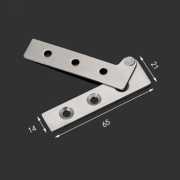 Stainless Steel Pivot Hinges Offset Knife Hinges, Rotating Hinges, for Wardrobe Door and Table Accessories, Stainless Steel Color, 65x14x1.5mm