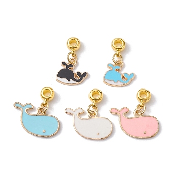 Zinc Alloy Enamel Charms, with Tibetan Style Tube Bails, Whale Charm, Mixed Color, 22.5~23mm, Hole: 2.8mm