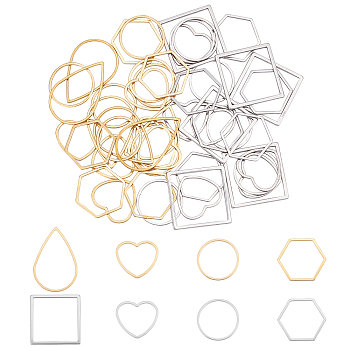 48Pcs 8 Style 304 Stainless Steel Linking Rings, Mixed Shapes, for Jewelry Making, Keychain DIY Craft, Mixed Color, 6pcs/style