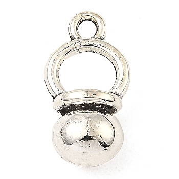 Tibetan Style Alloy Pendants, Ring, Antique Silver, 17x9x6mm, Hole: 1.8mm, about 625pcs/1000g
