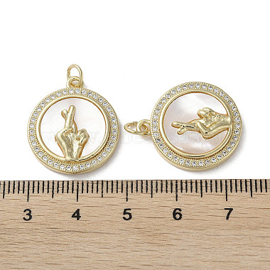 Gesture Theme Brass Micro Pave Cubic Zirconia Pendants(KK-G485-18C-G)-3