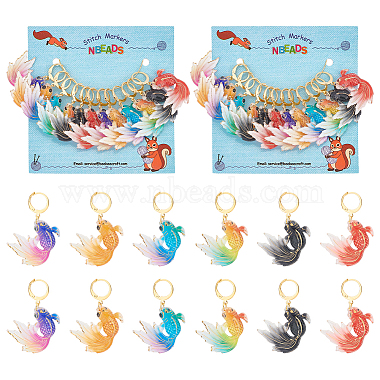 12pcs 6 couleurs marqueurs de point de verrouillage poisson rouge(HJEW-PH01601)-1