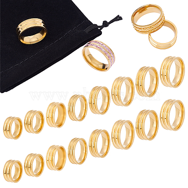 16Pcs 8 Size 201 Stainless Steel Double Groove Band Ring for Men Women(RJEW-UN0002-35G)-2