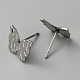 304 Stainless Steel Textured Geometry Stud Earrings Findings with Hole(STAS-WH0027-54D)-3