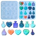 Perfume Bottle/Heart Cabochon DIY Silicone Molds, Resin Casting Molds, White, 155x142x7mm, Inner Diameter: 25~34x20~30mm(X1-DIY-F139-02)