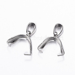 Tarnish Resistant 304 Stainless Steel Pendant Pinch Bails, Stainless Steel Color, 14x12x4.5mm, Hole: 6x3.5mm(STAS-G179-09P)