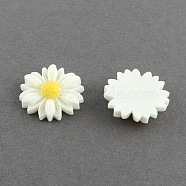 Flatback Hair & Costume Accessories Ornaments Scrapbook Embellishments Resin Flower Daisy Cabochons, White, 22x6mm(CRES-Q103-01)