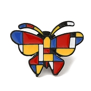 Butterfly Black Aolly Brooches, Enamel Pins, Colorful, 21x29x2mm(JEWB-U004-06EB-05)