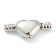304 Stainless Steel European European Clip Clasps, Heart, Stainless Steel Color, 24x10x7mm, Hole: 3mm(X-STAS-O148-01P)