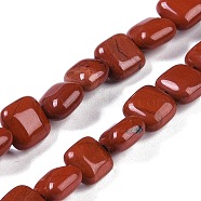 Natural Red Jasper Beads Strands, Square, 8.5x8.5x5mm, Hole: 1.6mm, about 50pcs/strand, 16.34''(41.5cm)(G-M435-A05-01)