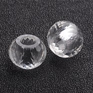 128 Faceted Glass European Rondelle Large Hole Beads, No Metal Core, Clear, 13x8.5mm, Hole: 6mm(GPDL-F015-11)