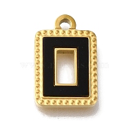 Ion Plating(IP) 304 Stainless Steel Manual Polishing Pendants, with Black Acrylic, Golden, Rectangle, 15x10x2mm, Hole: 1.5mm(STAS-M059-01G-A01)