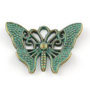 Butterfly Zinc Alloy Pendants, Cadmium Free & Nickel Free & Lead Free, Antique Bronze & Green Patina, 23x31x3mm, Hole: 4x3mm(PALLOY-Q309-04-FF)