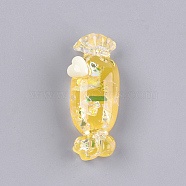 Resin Decoden Cabochons, with Shell Chip, Candy, Imitation Food, Gold, 36x13x10mm(CRES-T010-50F)