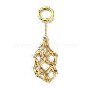 304 Stainless Steel Pouch Keychains, with Alloy Spring Ring Clasps, Golden, 10.2cm(HJEW-JM01300-03)