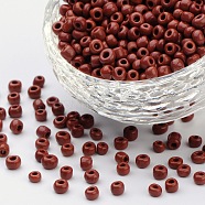 8/0 Opaque Colours Round Glass Seed Beads, Coconut Brown, Size: about 3mm in diameter, hole:1mm, about 1101pcs/50g(X-SEED-A010-3mm-46)