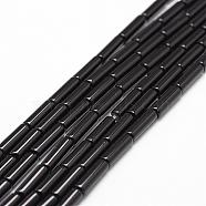 Natural Black Onyx Beads Strands, Grade A, Dyed & Heated, Column, 13x4mm, Hole: 1mm, about 29pcs/strand, 15.16 inch~15.35 inch(G-P161-38-13x4mm)
