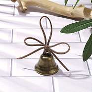 Iron Bell Pendant Decorations, Faux Suede Cord Hanging Ornaments, Antique Bronze, 90mm, 2pcs/set(HJEW-JM01962-S)