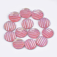 Resin Cabochons, Flat Round, Pink, 12x3~3.5mm(CRES-T012-05C)