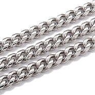 304 Stainless Steel Cuban Link Chain, Unwelded, with Spool, Stainless Steel Color, 7.5x6x3mm, 16.4 Feet(5m)/roll(STAS-B019-02A-P)