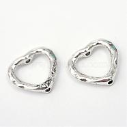 Tibetan Style Alloy Heart Bead Frames, Cadmium Free & Lead Free, Antique Silver, 13.5x14x3mm, Hole: 1mm, about 1425pcs/1000g(TIBE-R309-11AS-RS)