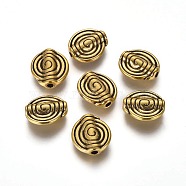 Tibetan Style Alloy Beads, Lead Free and Cadmium Free, Antique Golden, Flat Round, 11.5x4mm, Hole: 1.5mm.(GLF0479Y)