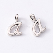 Tibetan Style Alloy Charms, Cadmium Free & Lead Free, Antique Silver, Letter.A, A: 11.5x7x1.5mm, Hole: 1.8mm(TIBEP-R361-01A-AS-RS)