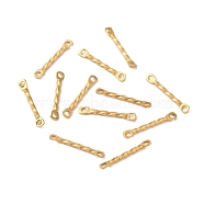 Ion Plating(IP) 304 Stainless Steel Connector Charms, Twisted Bar, Real 18K Gold Plated, 15x2x1.2mm, Hole: 1mm(STAS-Q323-02C-G)