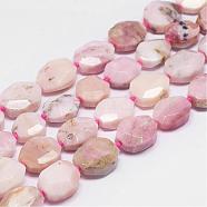 Natural Pink Opal Beads Strands, Faceted, Oval, 13~15x15~21x7~8mm, Hole: 1mm, about 19~22pcs/strand, 15.7 inch(G-P188-05)