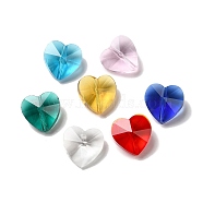 Transparent Glass Heart Charms & Beads, Faceted, Mixed Color, 14x14x9mm, Hole: 1.2~1.6mm(GLAA-XCP0001-28)