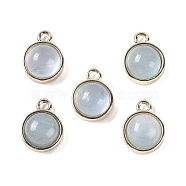 Natural Aquamarine Pendants, with GoldenTone Rack Plating Brass, Flat Round, 9.8x7.5x4.3mm, Hole: 1.2mm(G-K372-03G-03)