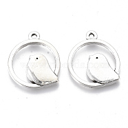Tibetan Style Alloy Pendants, Cadmium Free & Lead Free, Round Ring with Bird, Antique Silver, 24x20.5x2.5mm, Hole: 1.4mm(X-TIBE-N006-28AS-LF)