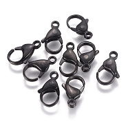 304 Stainless Steel Lobster Claw Clasps, Parrot Trigger Clasps, Electrophoresis Black, 19~19.5x11.5x5mm, Hole: 2.5mm(STAS-F224-04B)