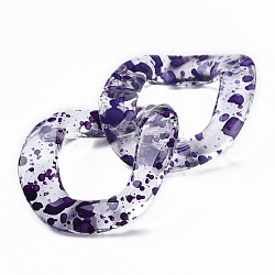 Transparent Acrylic Linking Rings, Quick Link Connectors, for Curb Chains Making, Twist Oval, Purple, 40x33x10mm, Inner Diameter: 19x23mm(OACR-N009-015A-B12)