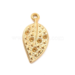 Ion Plating(IP) 304 Stainless Steel Pendant Rhinestone Settings, Leaf, Real 18K Gold Plated, Fit For 1.5mm Rhinestone, 19x9x2mm, Hole: 1.4mm(STAS-F282-08G)