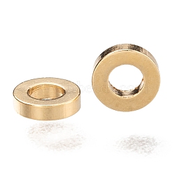 Brass Spacer Beads, Long-Lasting Plated, Flat Round, Real 24K Gold Plated, 4x1mm, Hole: 2mm(KK-H759-12A-G)