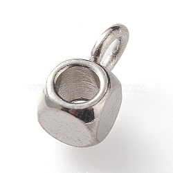 304 Stainless Steel Tube Bails, Loop Bails, Cube Bail Beads, Stainless Steel Color, 6x3x3mm, Hole: 1.6mm(STAS-K202-01D-P)